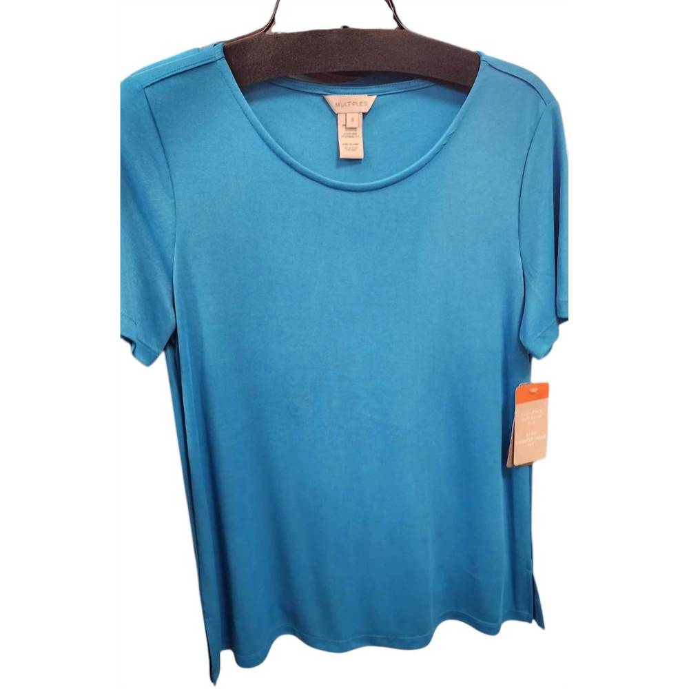 NEW MULTIPLES women's stay comfortable scoopneck tee in teal